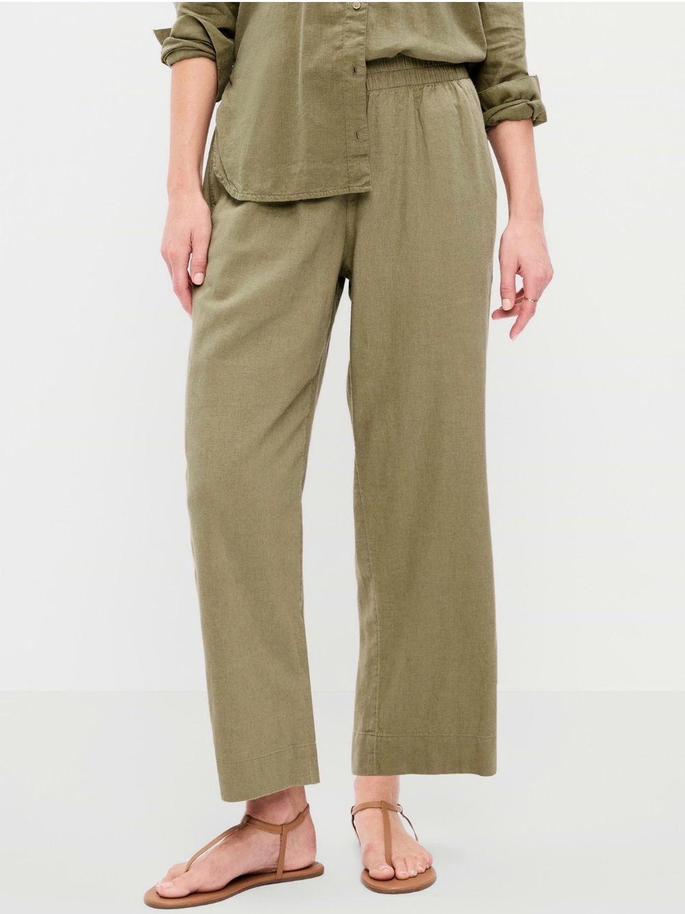 Old Navy Women’s Olive Green  Linen Pants size large NWT